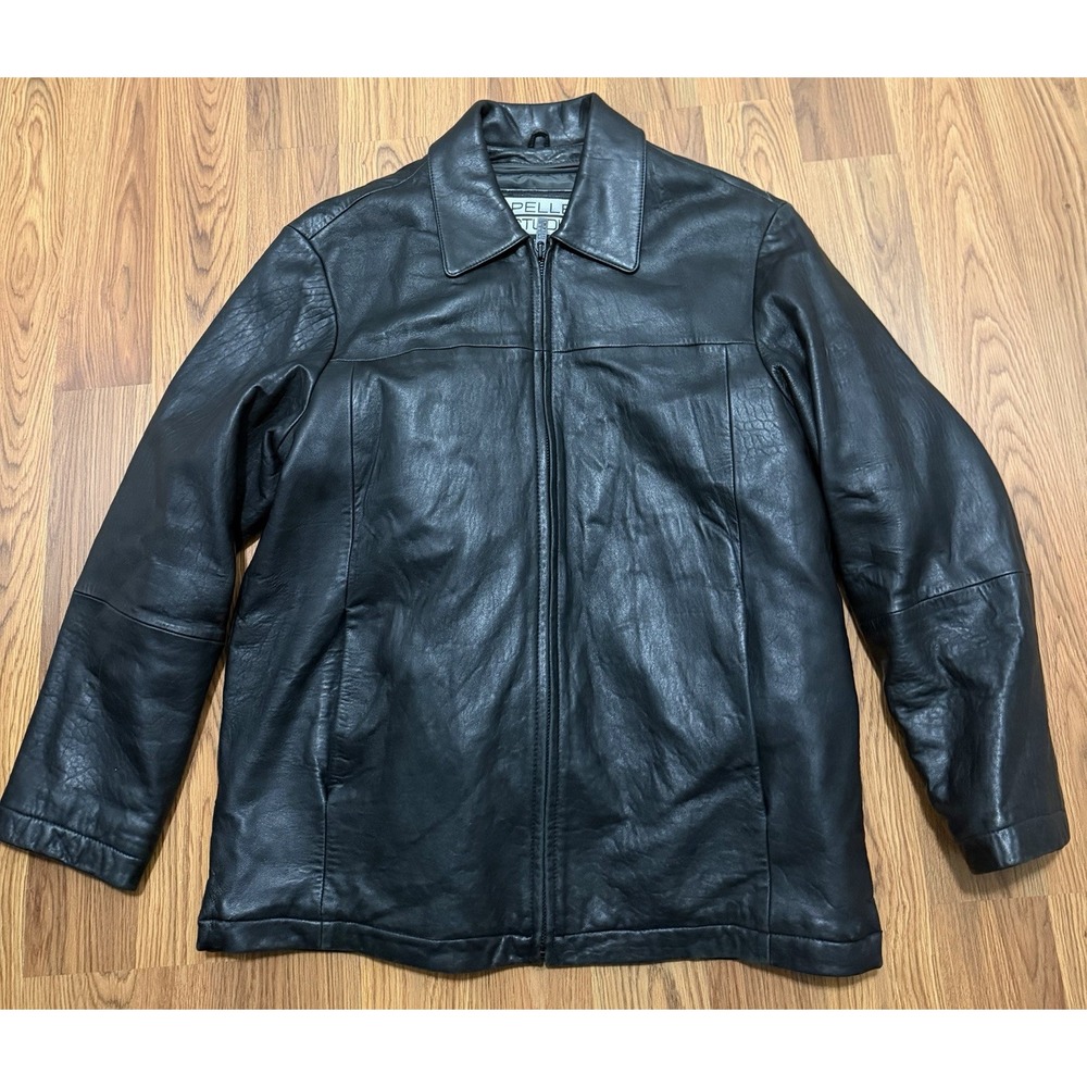 Wilsons Pelle Studio Leather Jacket Mens Medium Thinsulate Full Zip Black